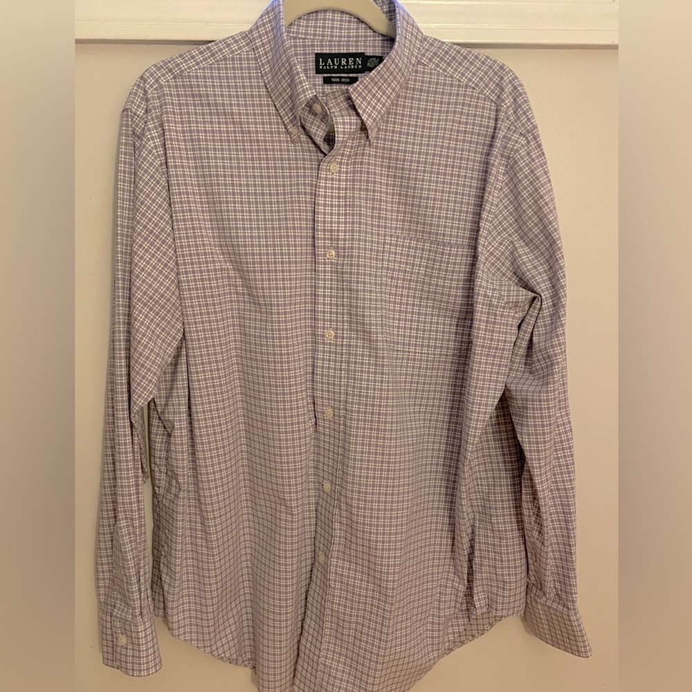 LAUREN RALPH LAUREN mens long sleeve button down dress shirt neck size 16 1/2